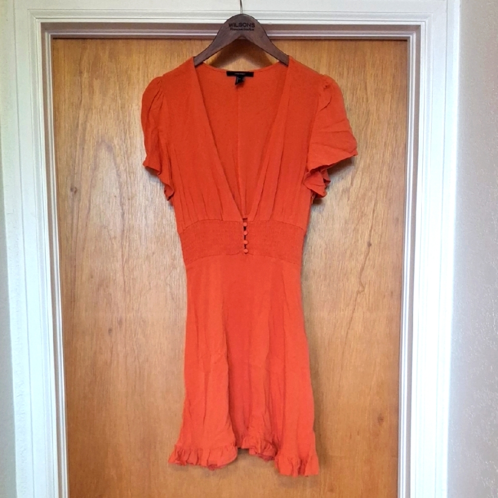 Burnt Orange Deep V Summer Dresd